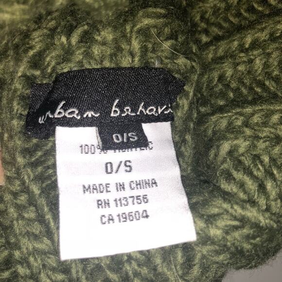 Urban Behavior Olive Green Knit Slouch Beanie Hat - Picture 2 of 3